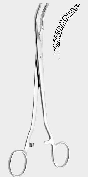 Затискач МІКУЛІЧА (MIKULICZ) очеревинний, сильно вигнутий, 1х2 зубці, 20 см (сm)